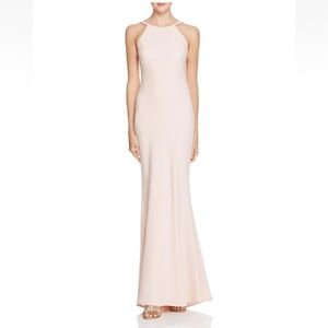 Elegant Halter Neck Pink Evening Gown Size 8